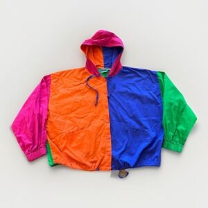 Vintage Colorblock Jacket Women's L Nuovo‎ County Seat 80s 90s Kidcore Cropped